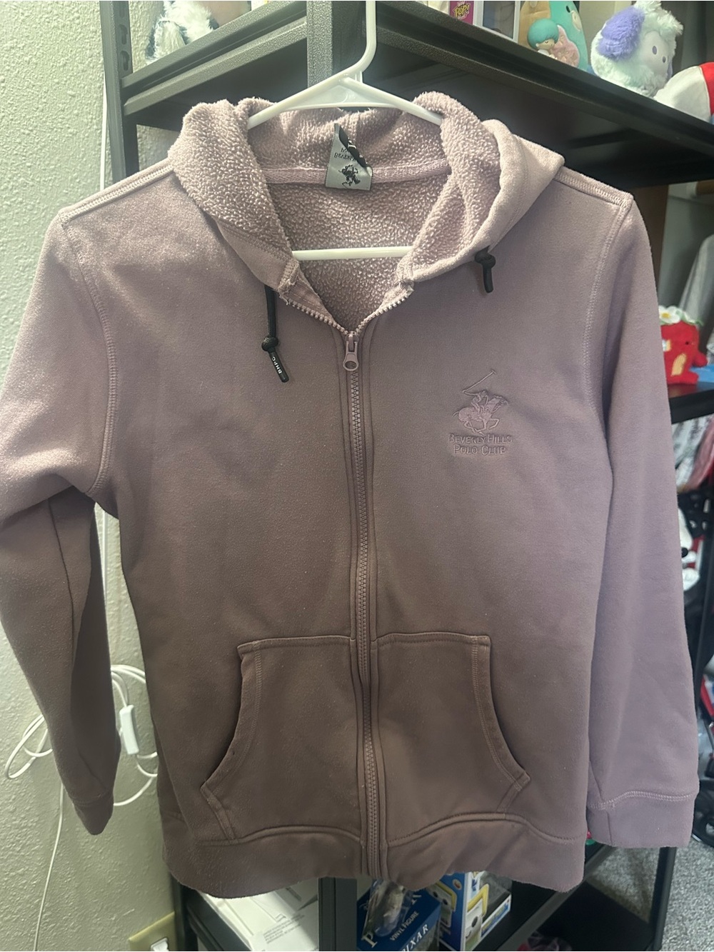 Beverly Hills Polo Club Dusty Mauve Sherpa-Lined Zip Hoodie
